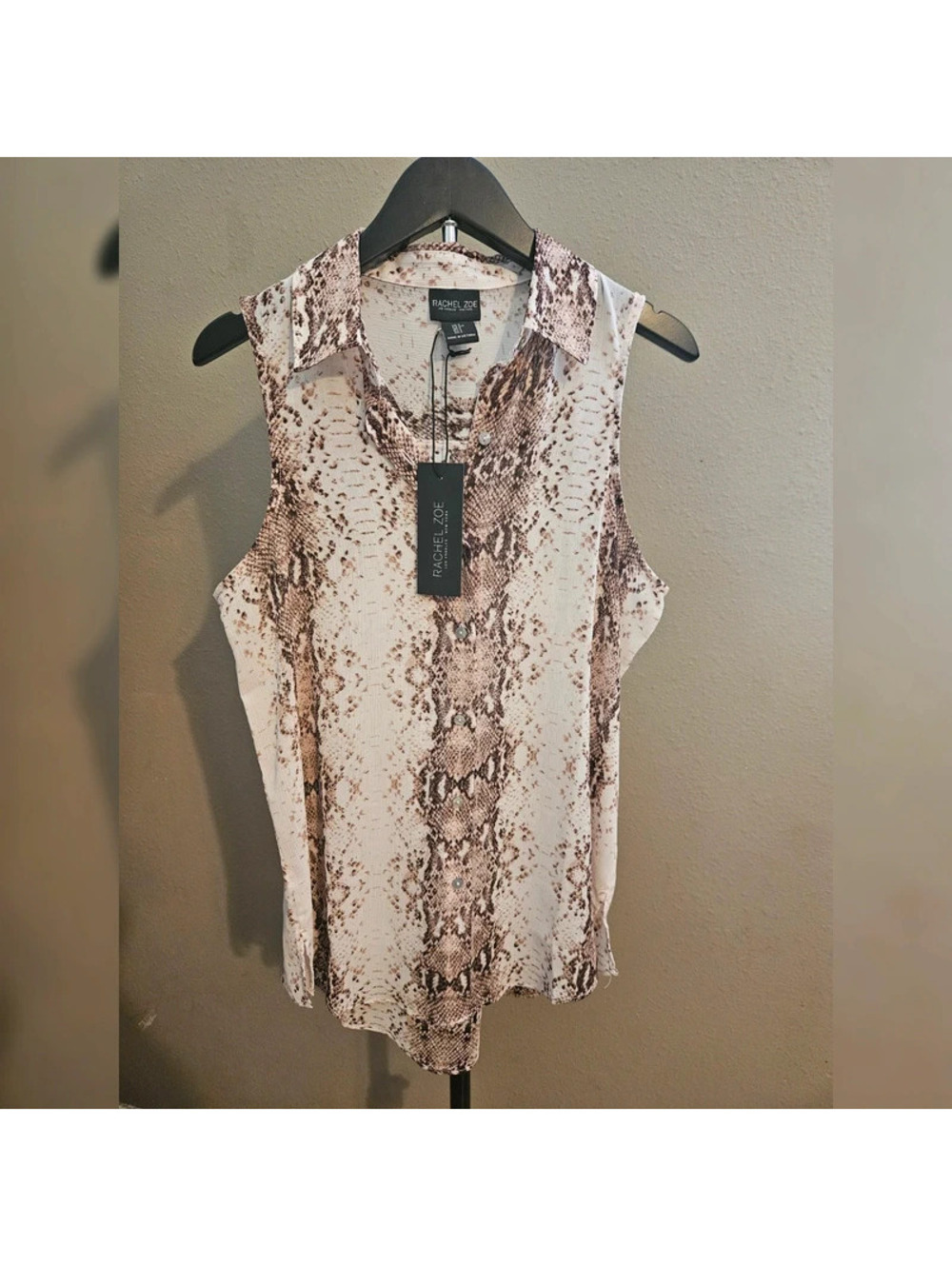 Rachel Zoe Snakeskin Sleeveless Blouse Size Small